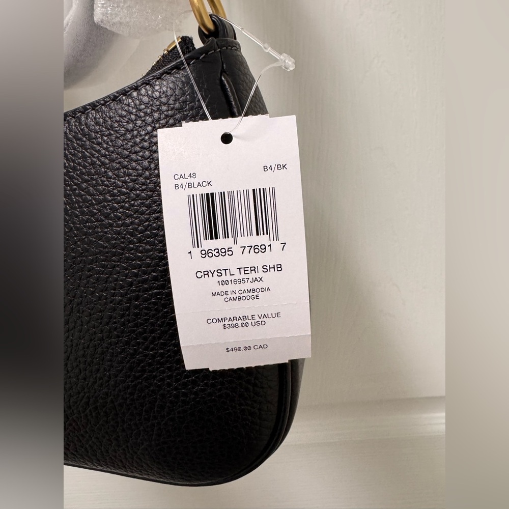 Coach NWT Black Pebbled Leather Teri  With Crystal and matching wristlet - Picture 6 of 11